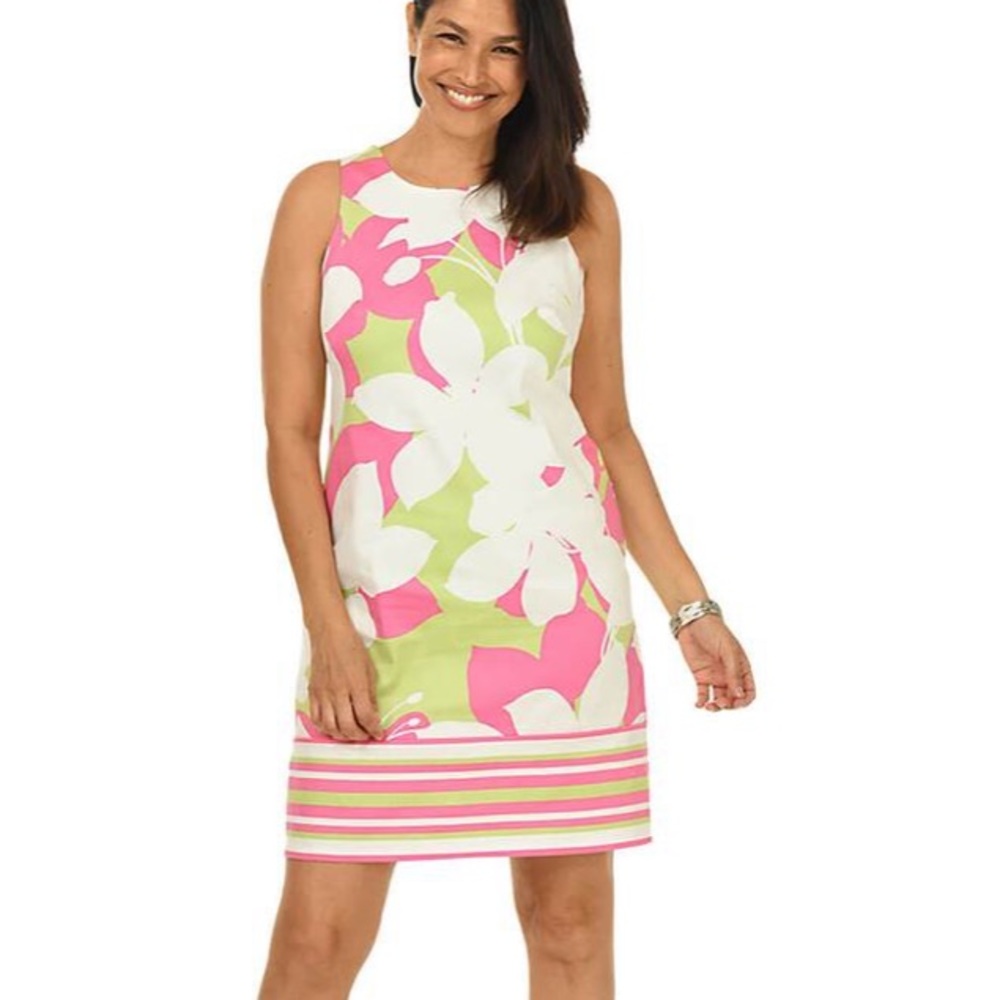 Pink & Green Sateen Shift Dress